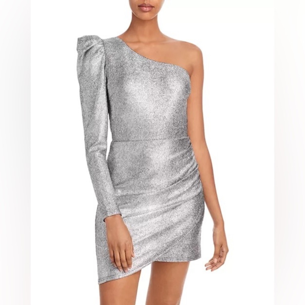 Aqua one shoulder silver dress